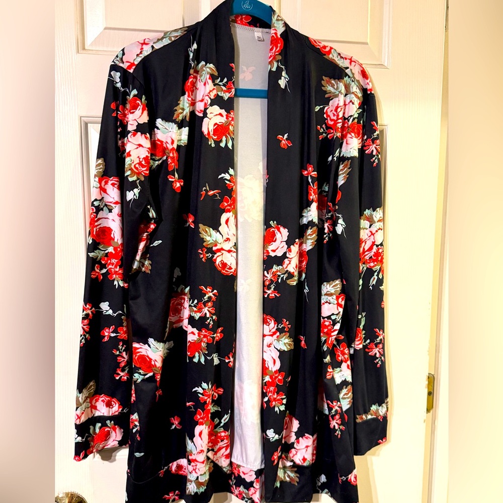 Floral open cardigan